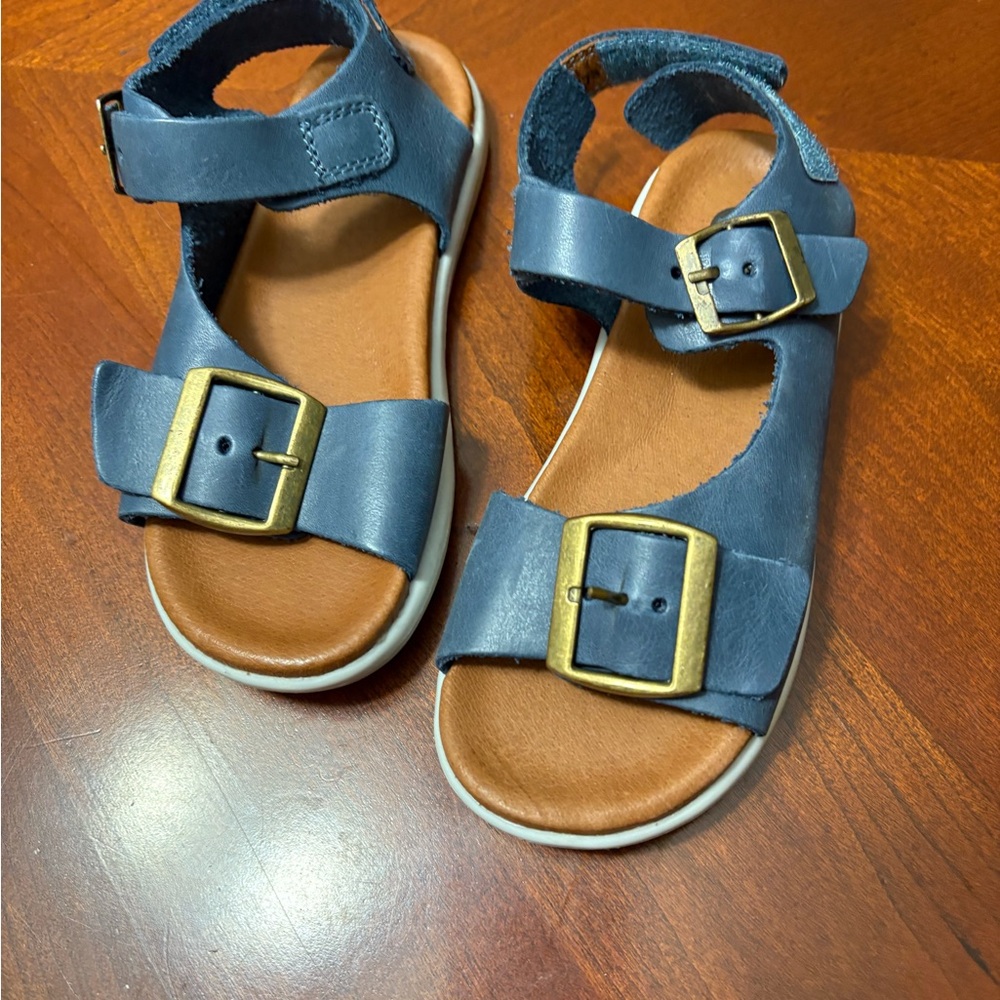 Kids Blue Sandals with Gold Buckles